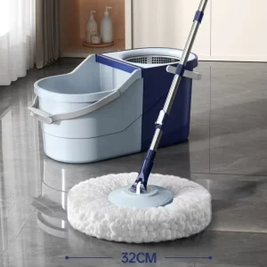 360 Spin Microfiber Mop with Steel Twist Handle and Detachable Bucket
