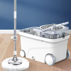 360° Spin Mop Set with 4 Wheel Bucket & Telescopic Handle Self Wringing Floor Cleaner Factory Direct