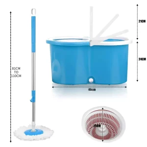 360° Spin Mop and Bucket Set with Wringer, Microfiber Flat Mop