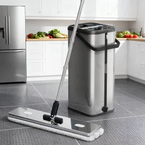 360° Spin Mop with Cotton and Microfiber Heads, Wringer Bucket, and Dry-Wet Cleaning Design