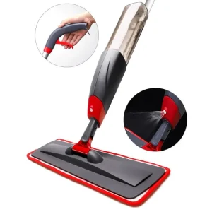360° Spin Spray Mop with Integrated Sprayer and Non-Scratch Microfiber Pad