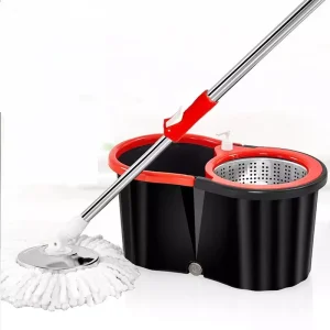 360 Spin Stainless Steel Dust Mop with Telescopic Handle and Mini Mop Wringer
