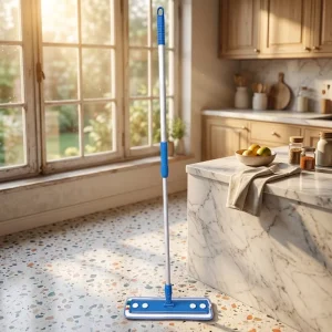 360° Swivel 1.3m Telescopic Microfiber Flat Mop with Adjustable Aluminum Handle for Wet and Dry Professional Cleaning
