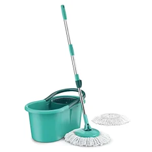 360 Swivel Microfiber Mop Set with Telescopic Handle, Self-Wringer, and Bucket