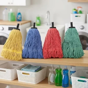 4-Color Fade-Resistant Thickened Cotton Yarn Wet Mop Head for Hotel, Property and Mall Cleaning