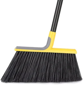 4 Layer Durable Bristle Outdoor Broom with Adjustable Removable Pole for Courtyard Garage Lobby Mall Market Floor