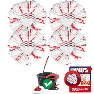 4 Pack Compatible with Vileda EasyWring Mop Refills Machine Washable Microfiber Replacement Microfiber Heads for Deep Cleaning