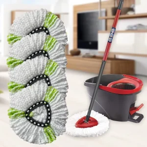 4-Pack Replacement Mop Heads with Microfiber Cloth Refills for Spin Mop Bucket Sets