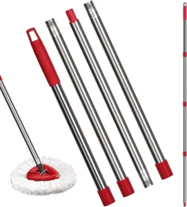 4 Section Telescopic Stick Compatible with O Cedar EasyWring & Vileda Spin Mop Adjustable Long Handle for Deep Cleaning Floor