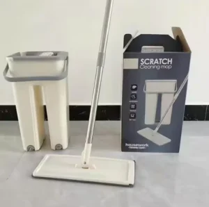 4-in-1 Self-Wringing Microfiber Wet and Dry Flat Mop Bucket Set with Leak-Proof Stainless Steel Construction