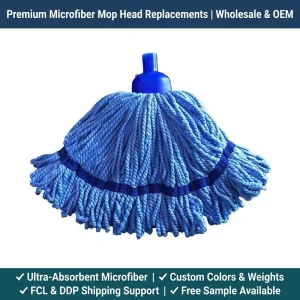 400g Color Coded Loop End Microfiber Mop Head Replacement Tangle Free Wet Floor Squeegee Mop Refills With Thread Adapter