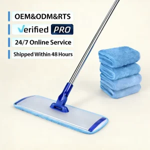 42 cm Microfiber Flat Mop with 4 Mop Pads for Bathroom, Entryway, Office, and Home Cleaning