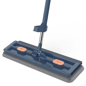 42cm Flat Squeeze Microfiber Mop, 360-Degree Rotating, Wet and Dry, Hand-Washable, with Steel Pole