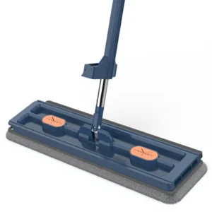 42cm Lightweight Steel Pole Microfiber Flat Mop with Sliding Spin Wringing High Dehydration Rate Rectangle Head Hand Washable