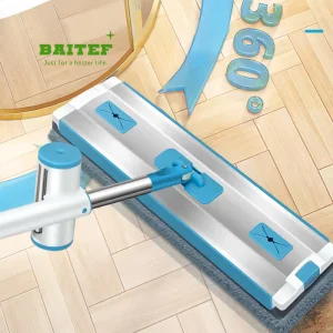 45cm Microfiber Squeeze Flat Mop with Adjustable Steel Handle Sliding Wringing and Detachable Design