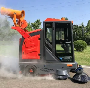 48V Battery-Powered Electric Ride-On Street Sweeper with 180L Hopper
