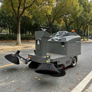 48V Battery-Powered Ride-On Street Sweeper with Large Hopper