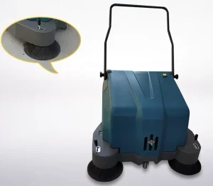 48V Electric Walk-Behind Manual Heavy-Duty Compact Floor Sweeper with Cold Water Cleaning