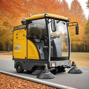 48V Fully Enclosed Compact Electric Ride-On Industrial Sweeper with High-Pressure Water Gun