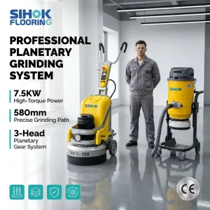 580mm Planetary Floor Grinder, 10HP 7.5KW, 3-Head System, Factory