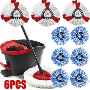 6-Pack Replacement Microfibre Spin Mop Heads, Easy Wring