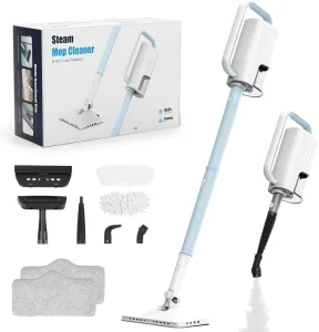 6-in-1 Rotating Steam Mop Cleaner with 2 Modes, 2 Microfiber Pads, 500 mL Removable Tank, and Detachable Mop Head