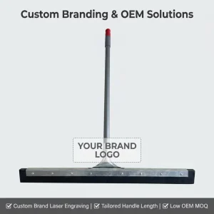 60cm Floor Squeegee 24 Inch Double Rubber Blade Wiper Brush With 130cm Metal Pole for Garage Warehouse Floor Cleaning
