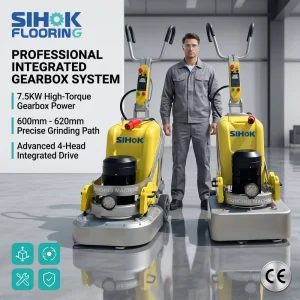 620mm Integrated Gearbox Concrete Floor Polisher, 7.5KW Epoxy Grinding Machine with Vacuum Port
