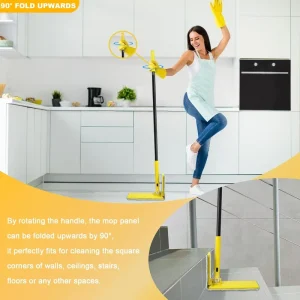 90 Degree Foldable Panel Long Handle Wet and Dry Flat Floor Dust Mop for Stairs Vinyl Tile and Laminate