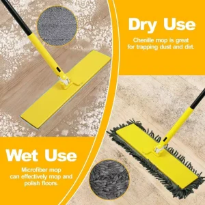 90 Degree Foldable Panel Long Handle Wet and Dry Flat Floor Dust Mop for Stairs and Tile