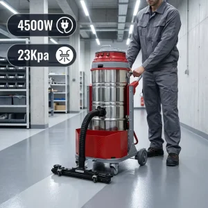 90L 4500W Industrial Vacuum Cleaner, 23KPa Wet & Dry Stainless Steel Dust Collector for Factory, Workshop and Warehouse