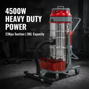 90L Industrial Wet Dry Vacuum Cleaner 4500W Dust Collector with HEPA Filter Manual Shaker for Factory Workshop