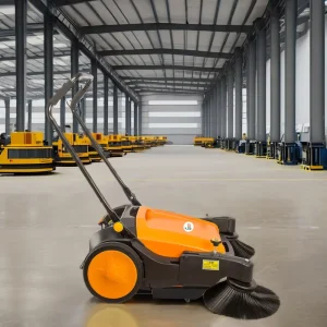 980 Manual Walk-Behind Floor Sweeper with Battery and Brush for Home, Farm, and Street Cleaning