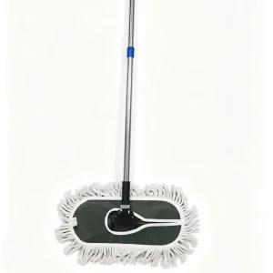 A Cotton Flat headed Mop With a Steel Rod for Cleaning the Floor Is Used for Household Cleaning