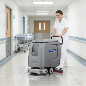 ARES510 Double-Brush Hand-Push Floor Scrubber for Logistics Warehouses and Terrazzo Floors