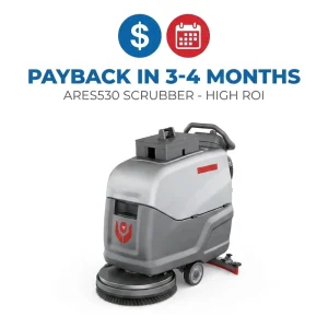 ARES530 Walk-Behind Compact Hand-Push Floor Scrubber Dryer 510mm Path Cleaning Machine