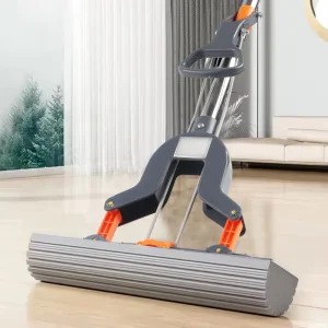Absorbent PVA Sponge Flat Mops Folded In Half Squeeze Water Telescopic Mop With Long Steel Handle Free Hand Washing