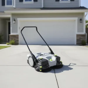 Adjustable-Brush Manual Street Sweeper with 12V Electric Battery for Farm and Construction Use