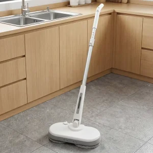 Adjustable-Handle Battery-Powered Spin Vacuum Mop for Wet and Dry Floor Cleaning