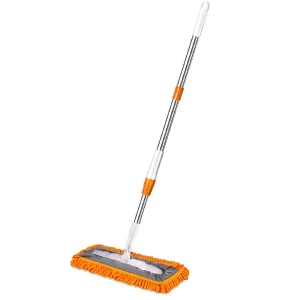 Adjustable Magic Handle Steel Wet Dry Microfiber Hardwood Floor Dust Mop 360 Degree Reusable Flat Design