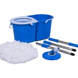 Adjustable Magic Mop Microfiber Cleaning Head Telescopic Steel Plastic Basket Drying Function Foldable Home Use Boxed Set Metal