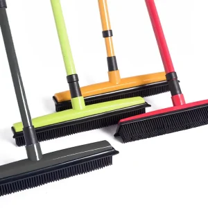 Adjustable Rubber Pet Hair Removal Broom with Telescopic Handle for Carpets, Windows, Cars, and Floors