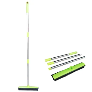 Adjustable Stainless Steel Pet Hair Removal Broom with Long Handle for Carpets and Floors