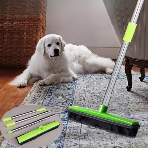 Adjustable Stainless Steel Pet Hair Removal Broom with Long Handle for Carpets and Floors