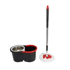 Adjustable Telescopic Chenille Mop with Washable Mop Head, Self-Wringer Basket and Stainless Steel Pole