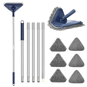 Adjustable Triangle Rod Mop with 360-Degree Rotating Head and Changeable Mop Cloth