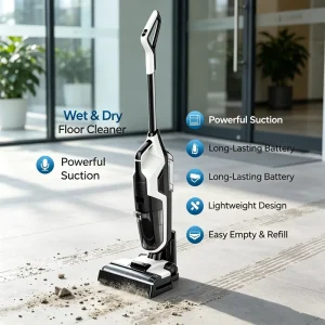 All in One Mop Vacuum Floor Cleaner Brushless Motor Large Edge Clean Electrolyzed Water Self Washing Wet Dry Vacuum Mop