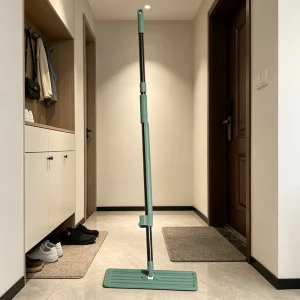 Aluminum Alloy Flat Mop Set with 360-Degree Rotating Microfiber Head, Steel Pole, Hands-Free Squeeze