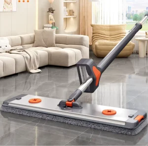 Aluminum Alloy Hands-Free Flat Mop, Large Microfiber Mop for Wet and Dry Household Cleaning