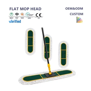 Aluminum Dust Mop with Sliding Wringing Mechanism and Long Handle for Commercial and Household Floor Cleaning